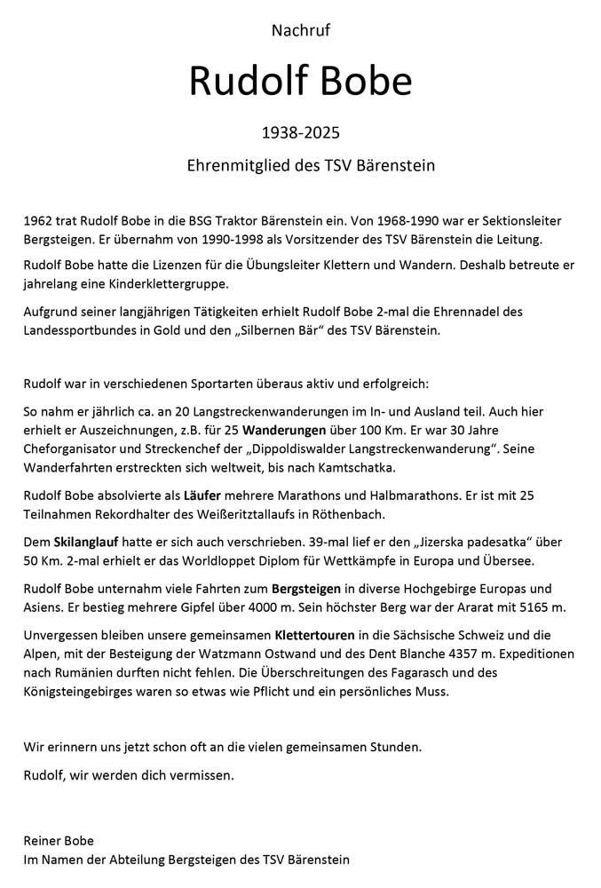 Nachruf Rudolf Bobe
