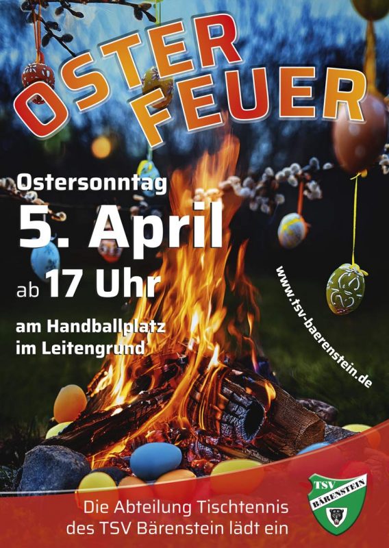 Osterfeuer 2026 des TSV Bärenstein