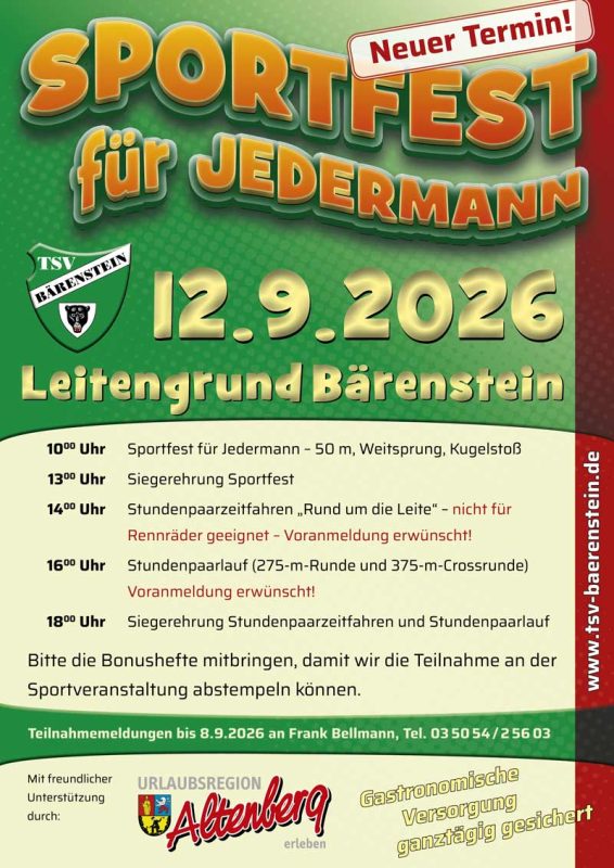 Sportfest 2026 des TSV Bärenstein