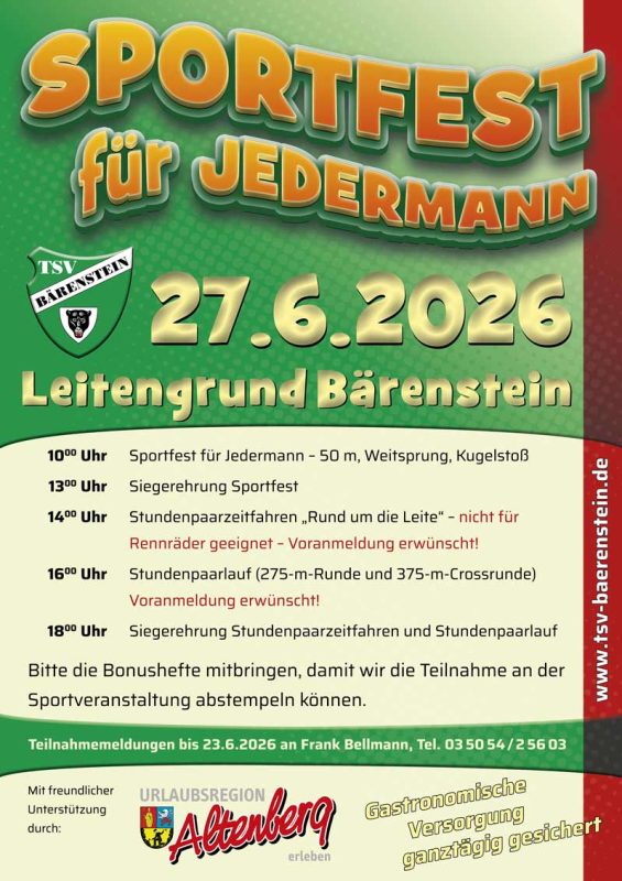Sportfest 2026 des TSV Bärenstein